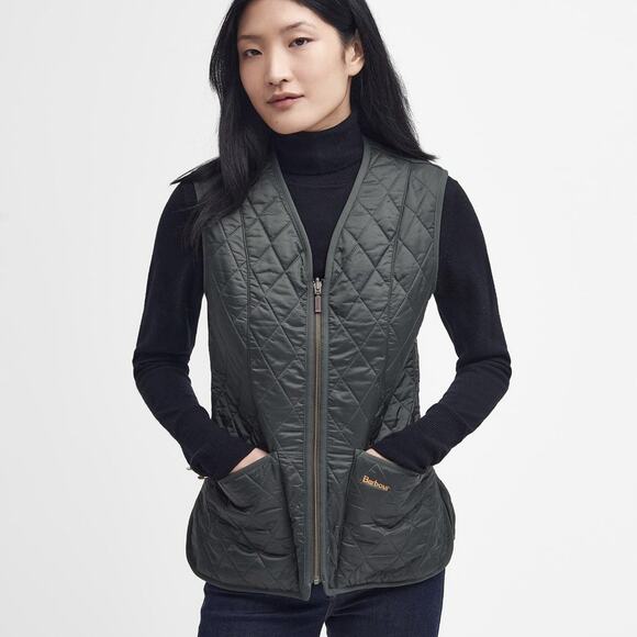 Barbour Betty Fleece Liner Women’s Quilted Gilet Olive Green US Size 16 NWT $145 - Picture 1 of 11